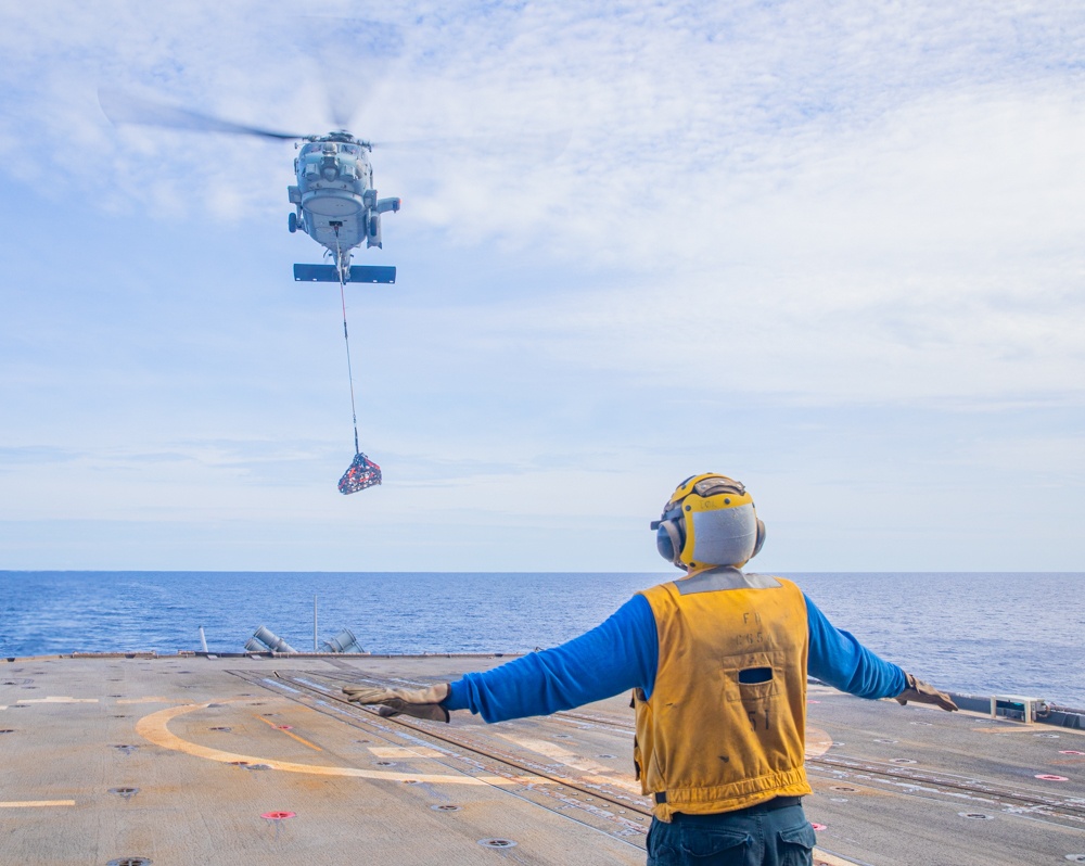 USS Antietam (CG 54) Helicopter In-Flight Refueling And Vertical Replenishment