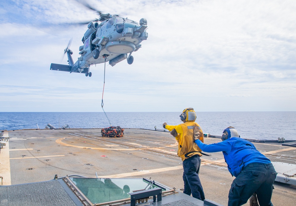 USS Antietam (CG 54) Helicopter In-Flight Refueling And Vertical Replenishment