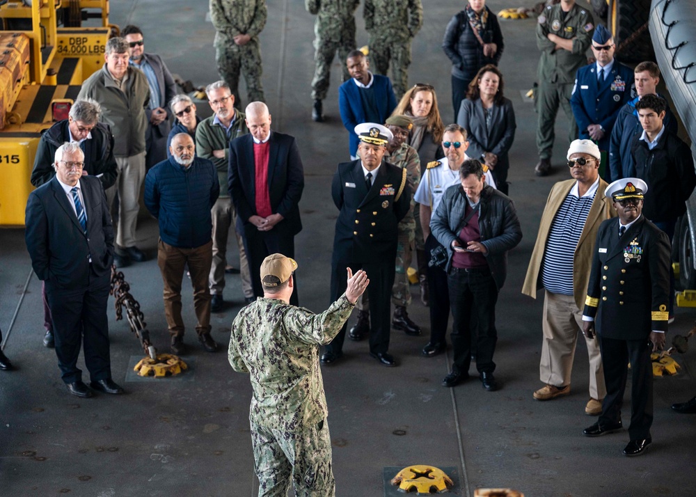 South African National Defense Force officers and South African Parliament members tour the USS Hershel “Woody” Williams