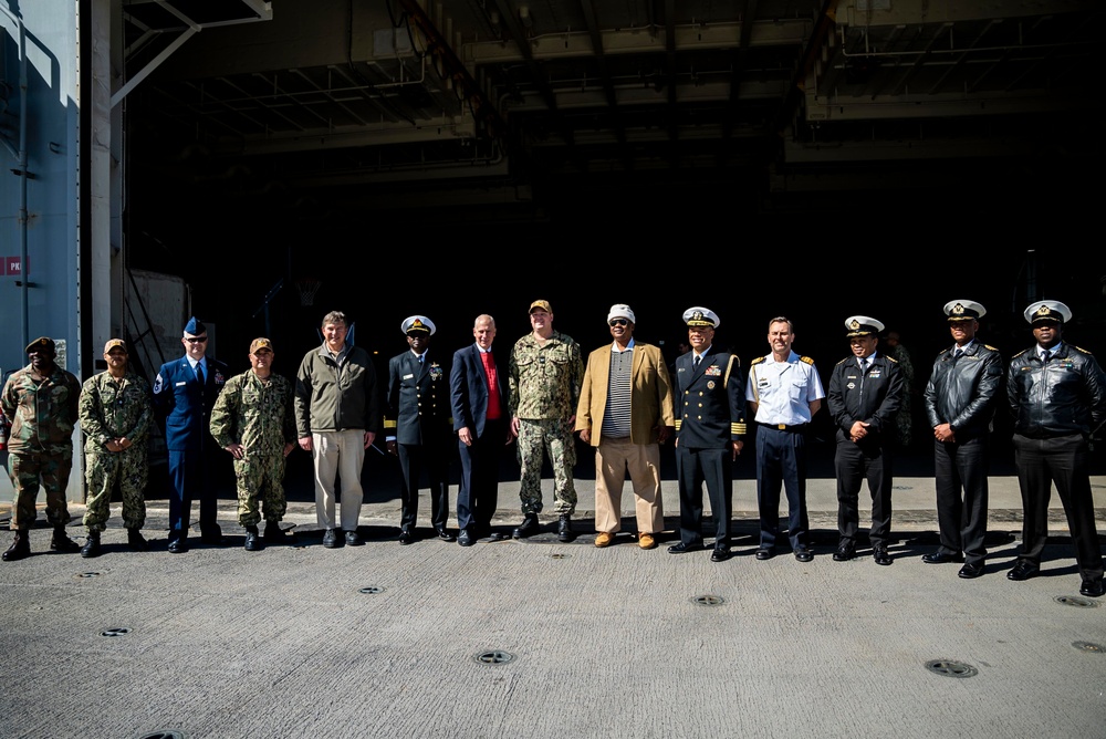 South African National Defense Force officers and South African Parliament members tour the USS Hershel “Woody” Williams