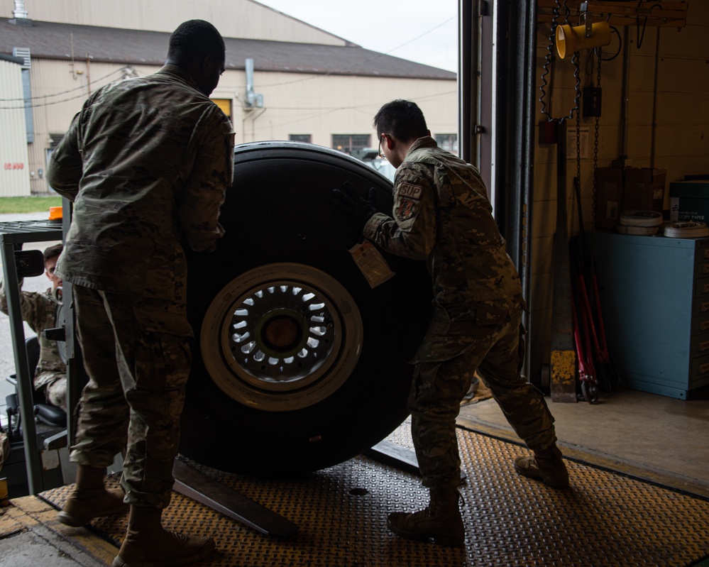 Airman Replace Non Serviceable C-130 Tires