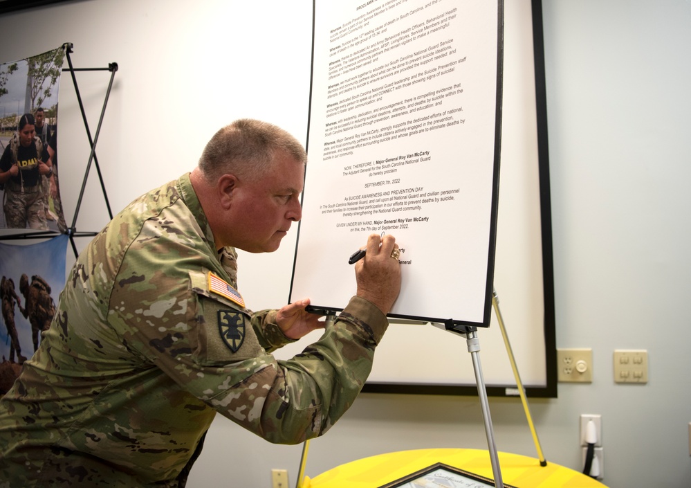 South Carolina Adjutant General signs Suicide Prevention Proclamation