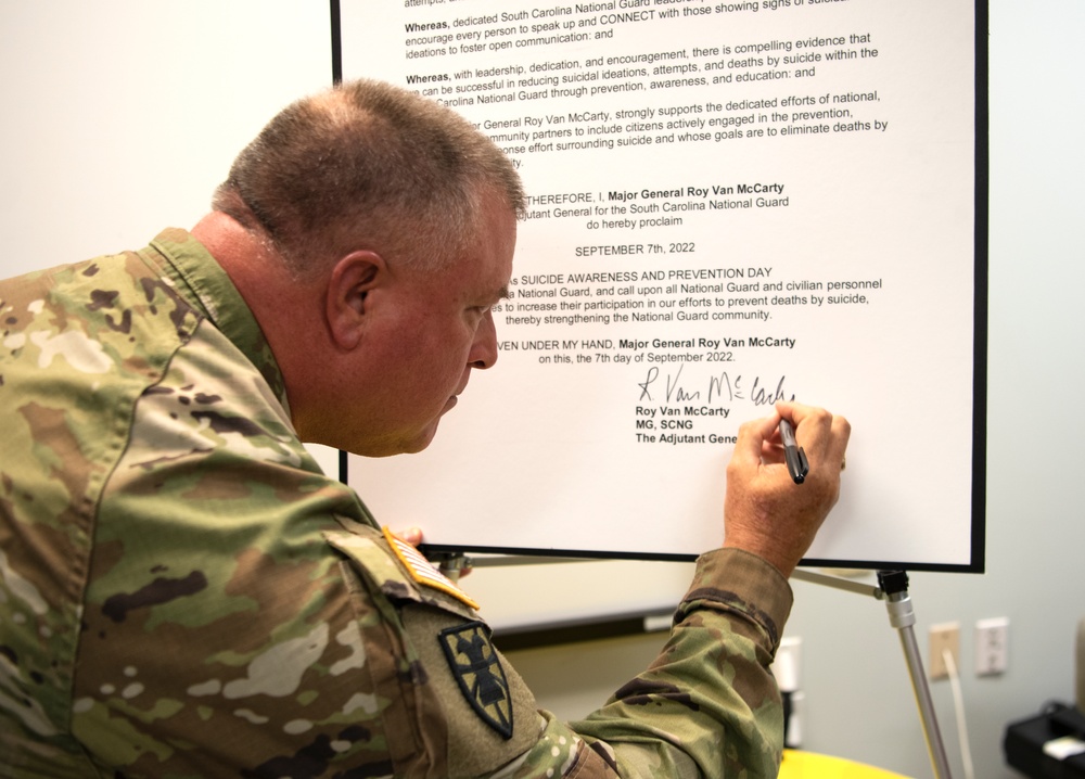 South Carolina Adjutant General signs Suicide Prevention Proclamation