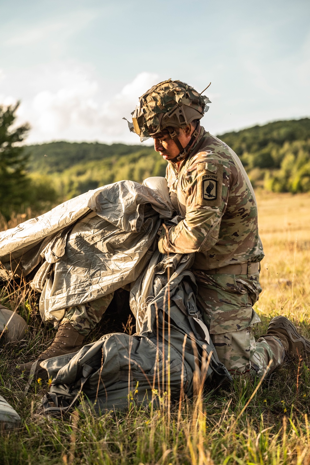 173rd Soldier Packs His Parachute