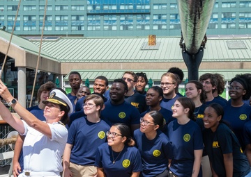 Rear Adm. Lacore Takes Selfie with Future Sailors