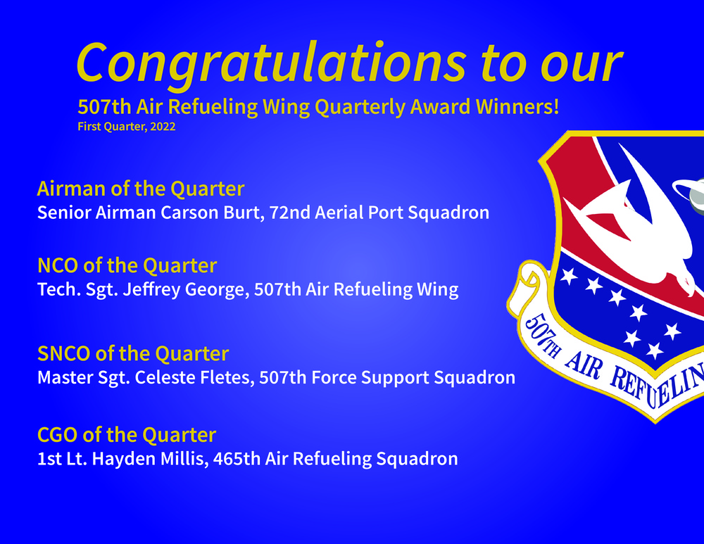 507th ARW first quarter award winners