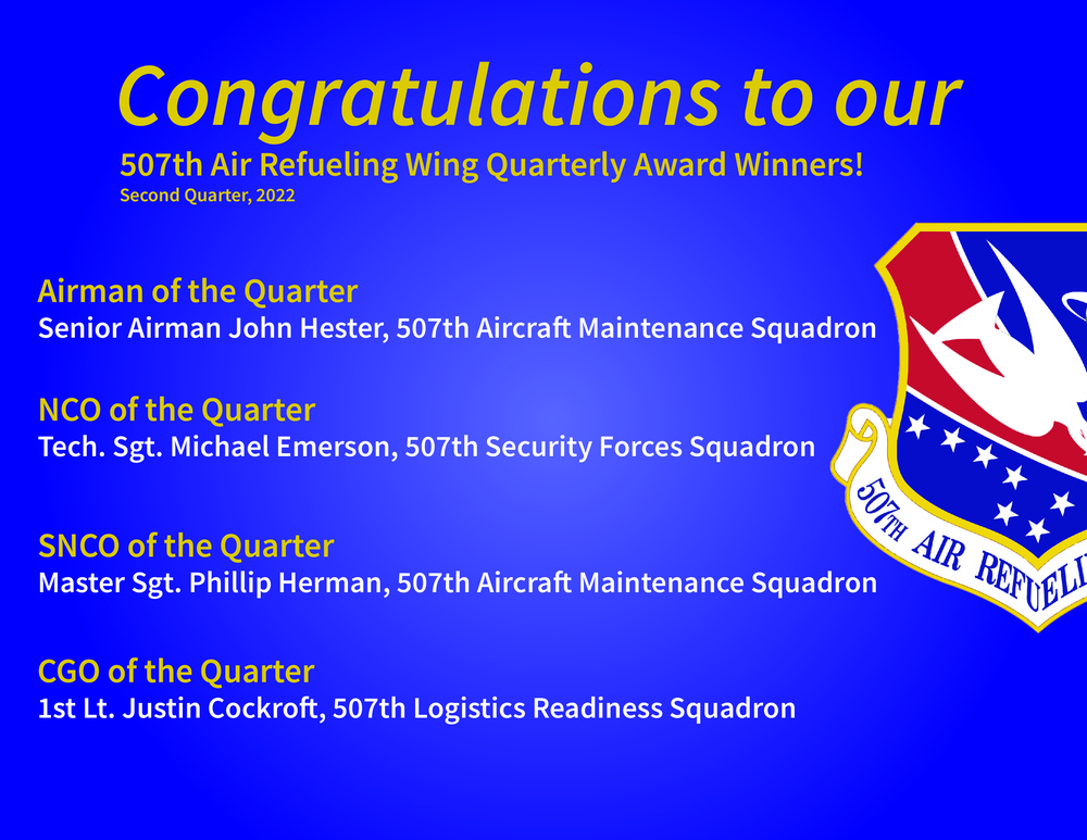 507th ARW second quarterly award winners