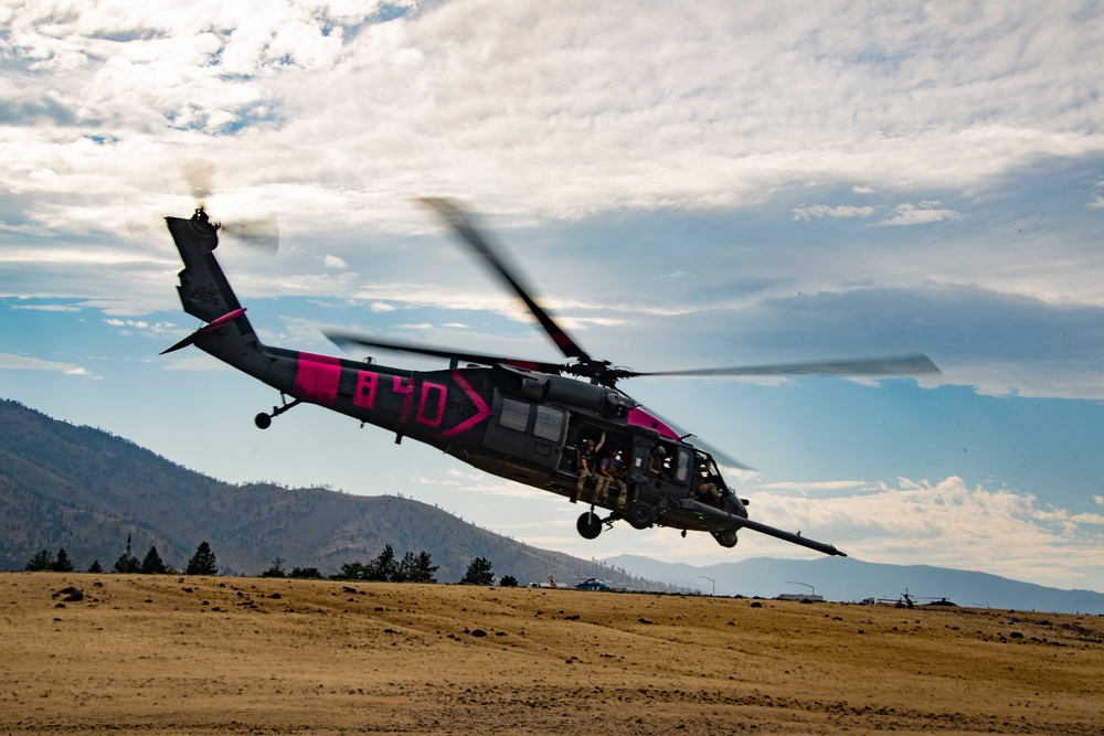 129th RQW PAVE Hawk takes off during 24 hour Medivac Mission