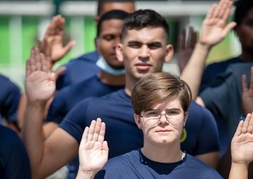 Future Sailors Take the Oath of Enlistment Aboard USS Constellation