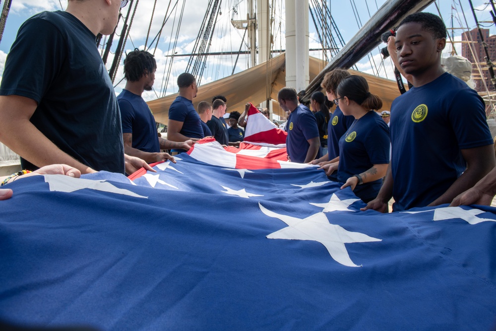 Future Sailors Fold the Ensign