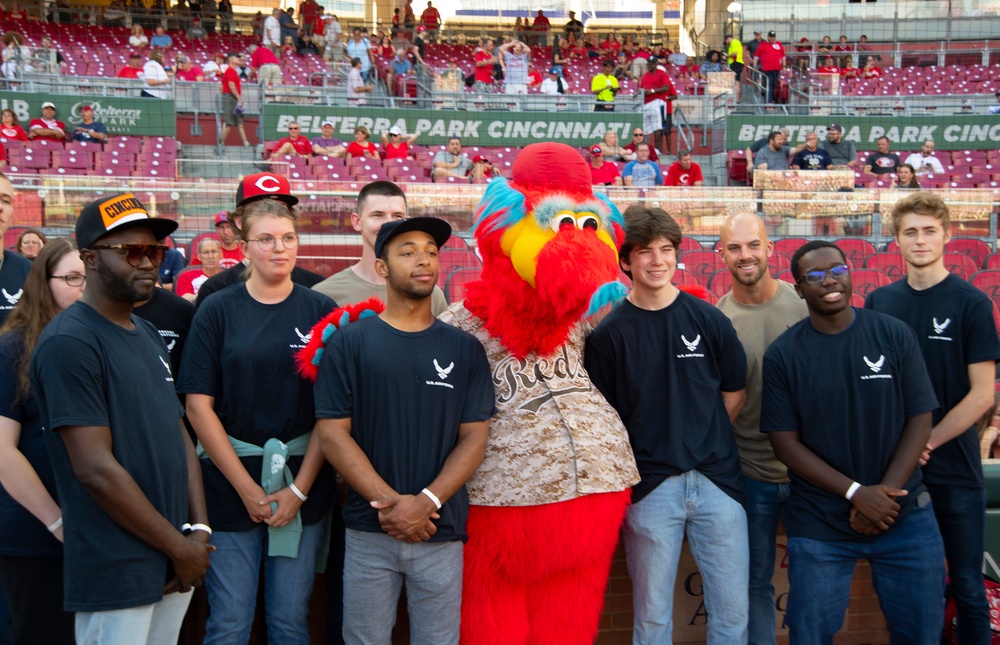 Wright-Patt Airmen honored at Reds Military Appreciation Night