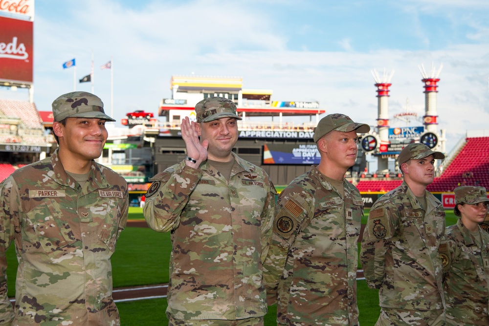 Wright-Patt Airmen honored at Reds Military Appreciation Night