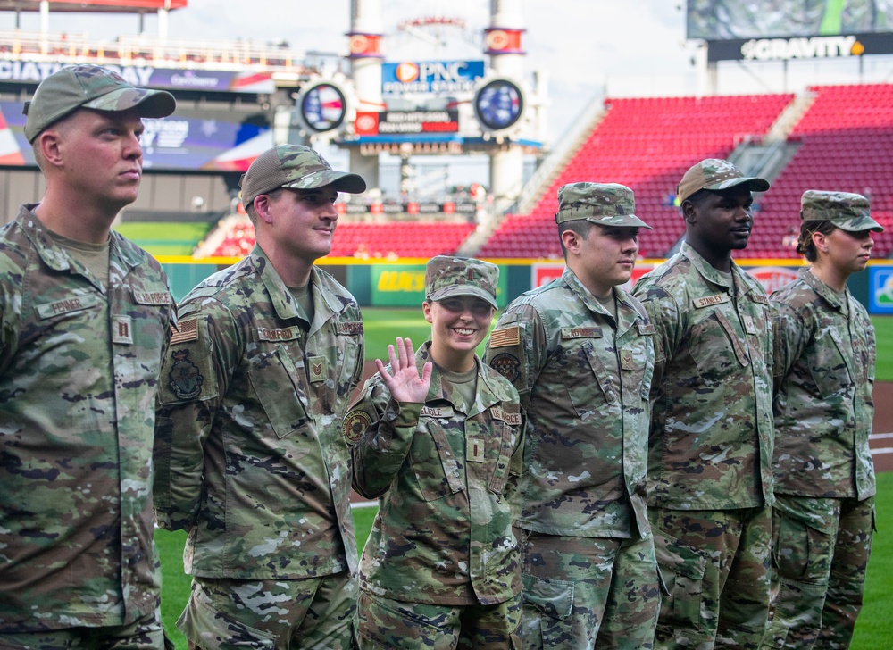 Wright-Patt Airmen honored at Reds Military Appreciation Night