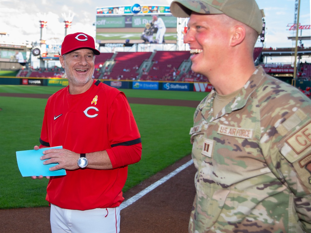 Wright-Patt Airmen honored at Reds Military Appreciation Night