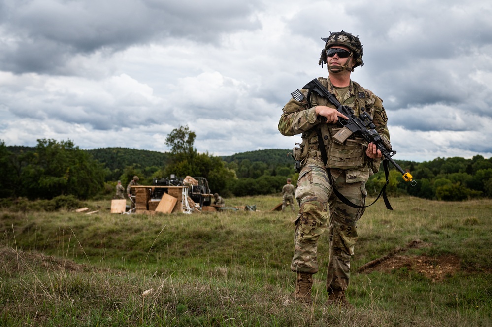 U.S. Army Paratrooper Provides Security