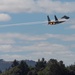 Oregon Air National Guard F-15s perform flyby in McMinnville, Ore.