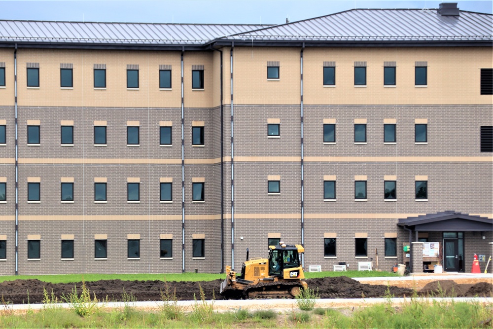 Final exterior grading takes place at fiscal year 2020-funded barracks project at Fort McCoy