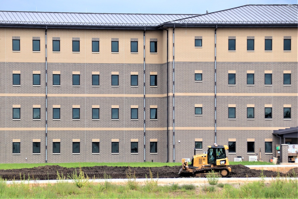 Final exterior grading takes place at fiscal year 2020-funded barracks project at Fort McCoy