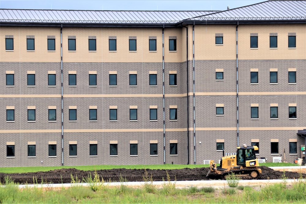 Final exterior grading takes place at fiscal year 2020-funded barracks project at Fort McCoy