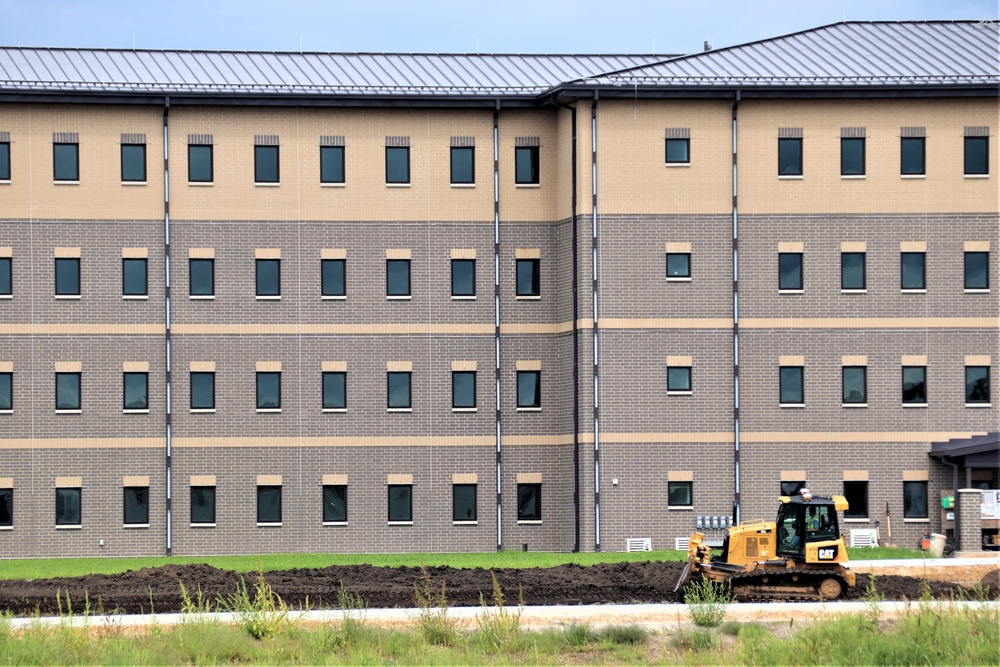 Final exterior grading takes place at fiscal year 2020-funded barracks project at Fort McCoy