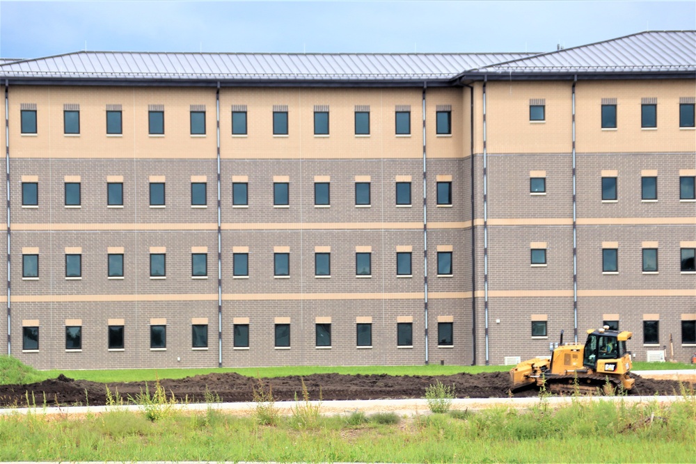 Final exterior grading takes place at fiscal year 2020-funded barracks project at Fort McCoy