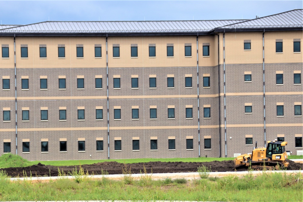 Final exterior grading takes place at fiscal year 2020-funded barracks project at Fort McCoy