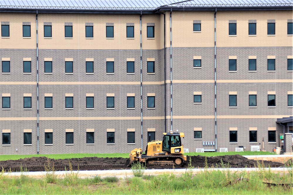 Final exterior grading takes place at fiscal year 2020-funded barracks project at Fort McCoy