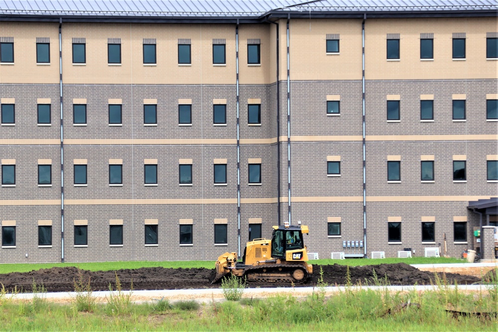 Final exterior grading takes place at fiscal year 2020-funded barracks project at Fort McCoy