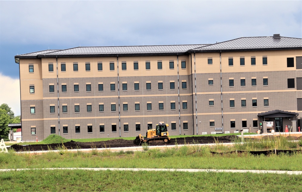 Final exterior grading takes place at fiscal year 2020-funded barracks project at Fort McCoy