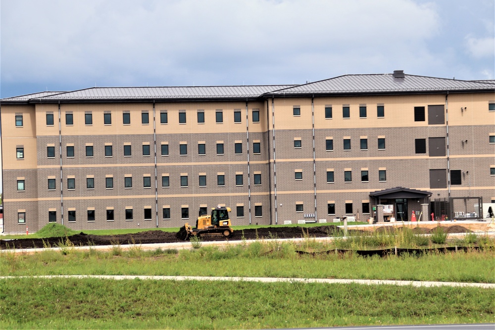 Final exterior grading takes place at fiscal year 2020-funded barracks project at Fort McCoy