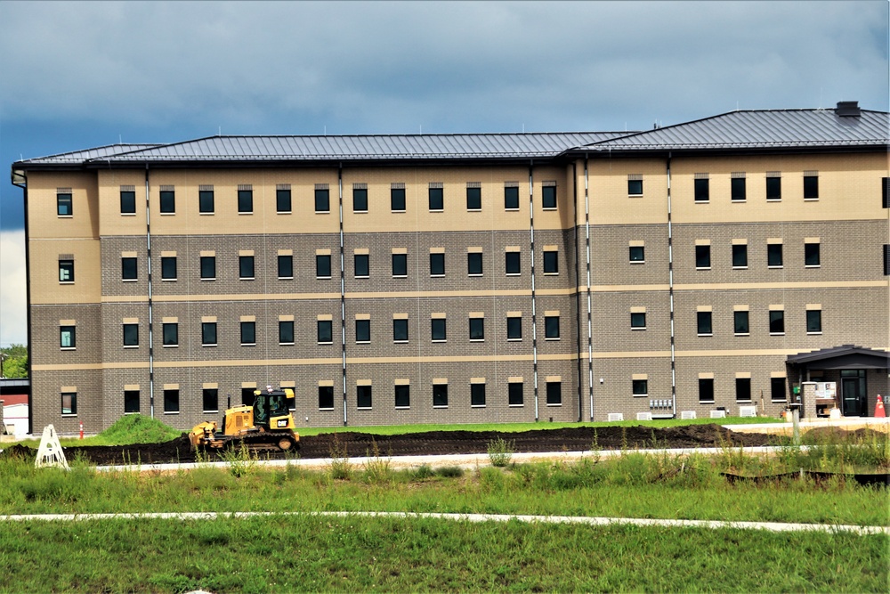 Final exterior grading takes place at fiscal year 2020-funded barracks project at Fort McCoy