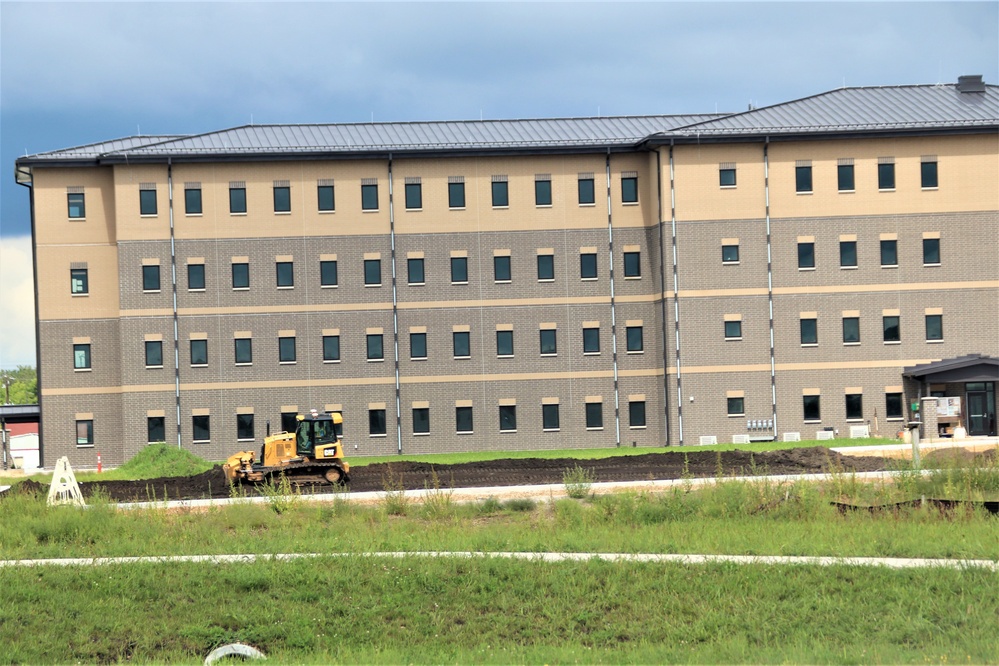 Final exterior grading takes place at fiscal year 2020-funded barracks project at Fort McCoy