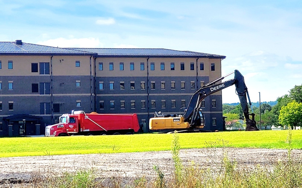 Final exterior grading takes place at fiscal year 2020-funded barracks project at Fort McCoy