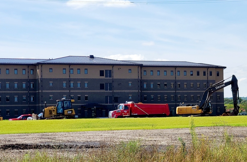 Final exterior grading takes place at fiscal year 2020-funded barracks project at Fort McCoy