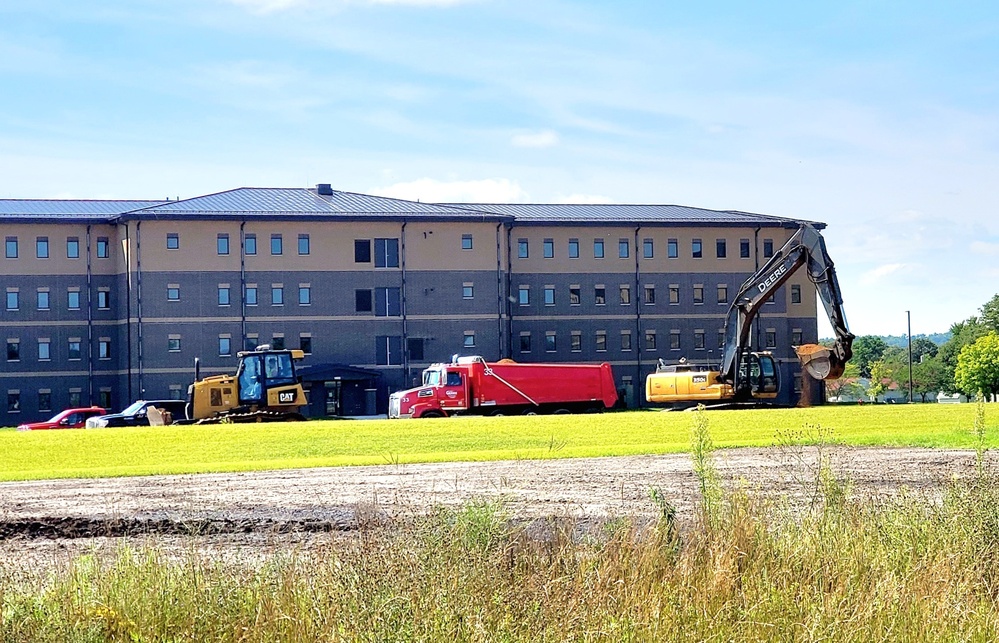 Final exterior grading takes place at fiscal year 2020-funded barracks project at Fort McCoy