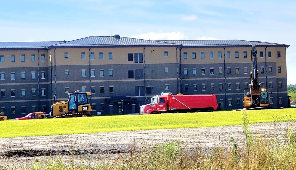 Final exterior grading takes place at fiscal year 2020-funded barracks project at Fort McCoy