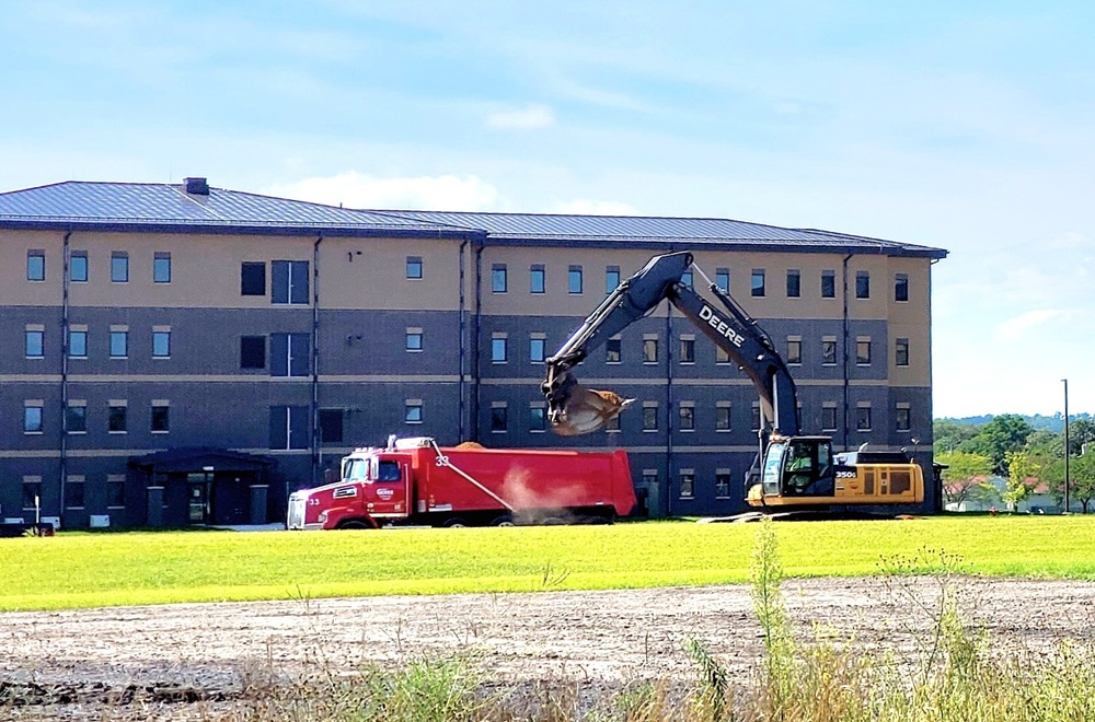 Final exterior grading takes place at fiscal year 2020-funded barracks project at Fort McCoy