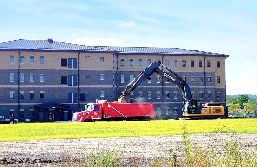 Final exterior grading takes place at fiscal year 2020-funded barracks project at Fort McCoy