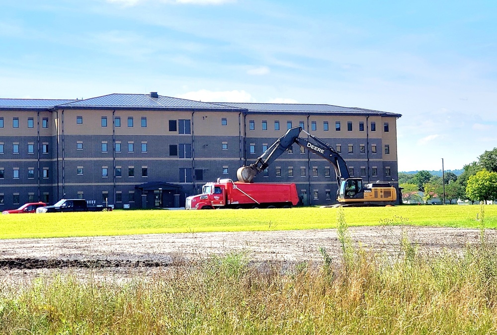 Final exterior grading takes place at fiscal year 2020-funded barracks project at Fort McCoy