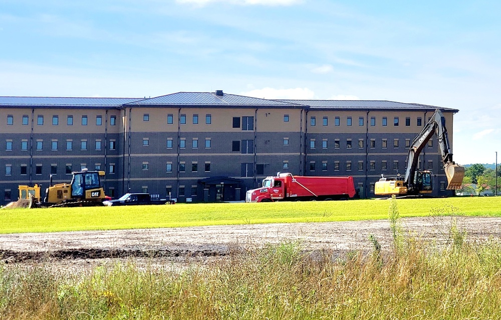 Final exterior grading takes place at fiscal year 2020-funded barracks project at Fort McCoy