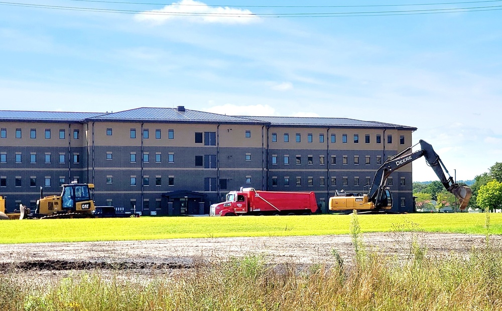 Final exterior grading takes place at fiscal year 2020-funded barracks project at Fort McCoy