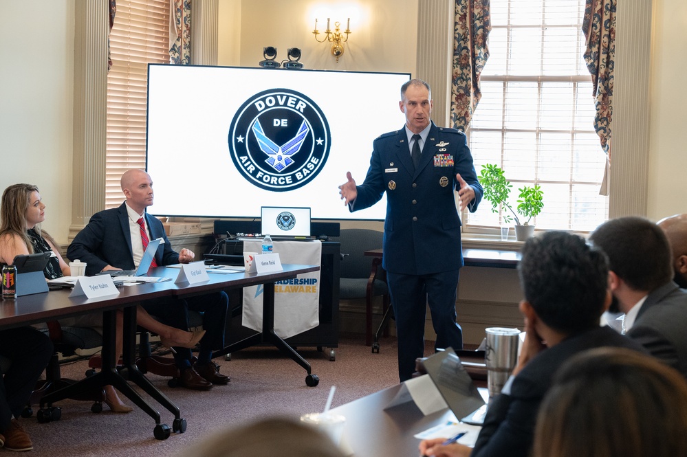 436th AW CC speaks to members of Leadership Delaware, Inc. Class 2022
