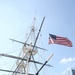 Historic Ship USS Constellation Lowers Ensign To Honor Queen Elizabeth II