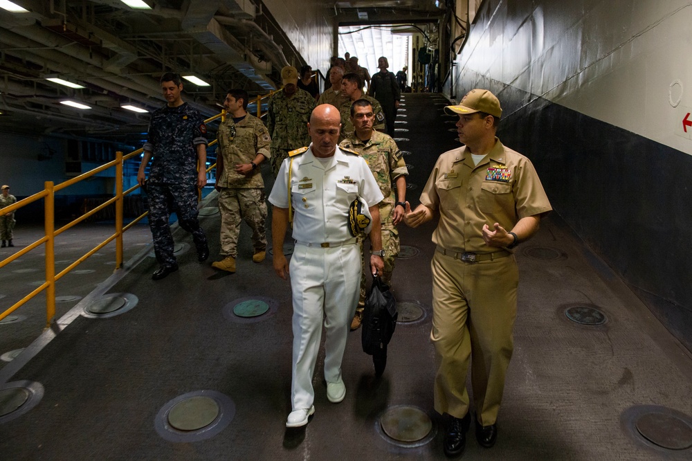 Argentine Delegates Welcomed Aboard USS Boxer