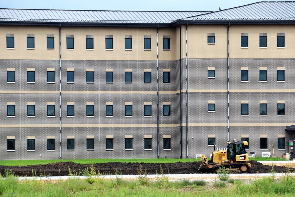 Contractor completes exterior landscaping work for Fort McCoy's FY '20 barracks project