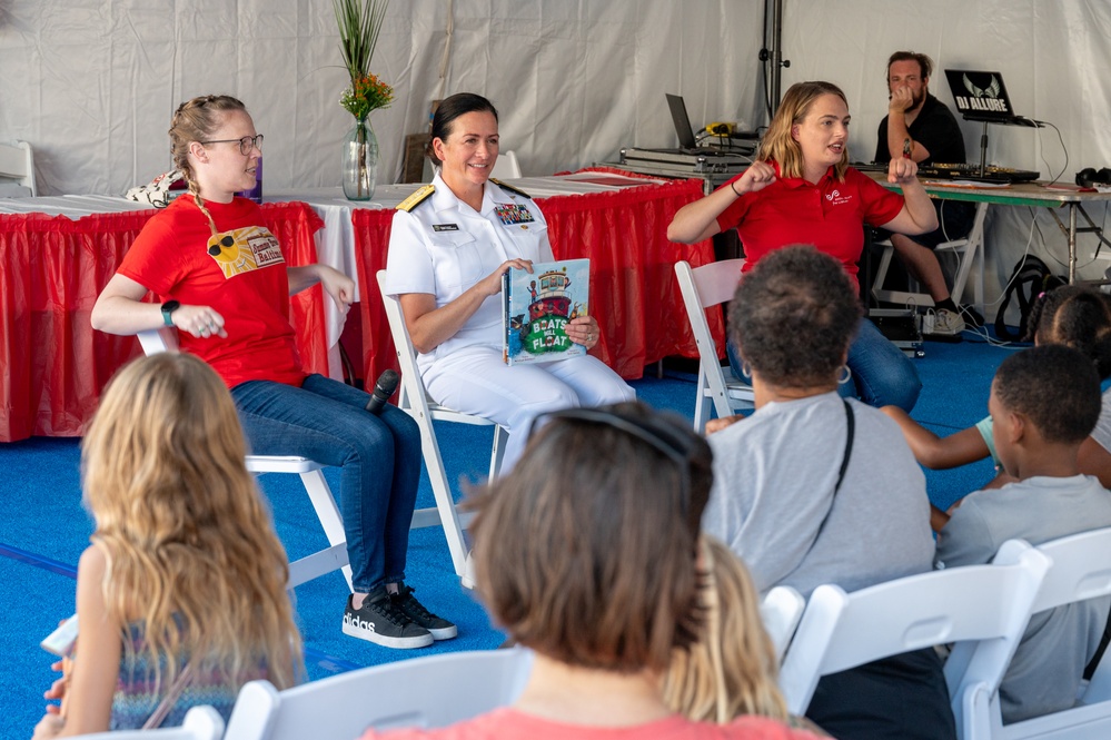 Rear Adm. Lacore Reads to Children at Maryland Fleet Week and Flyover