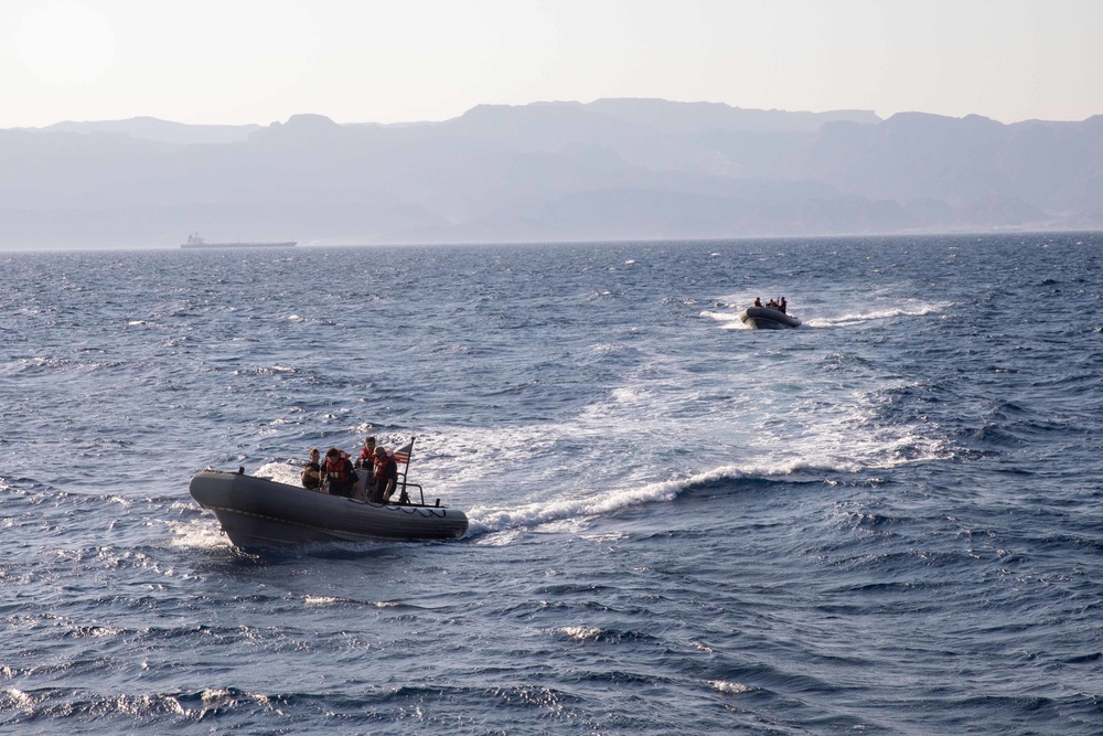 USS Nitze (DDG 94) departs the Port of Aqaba, Jordan