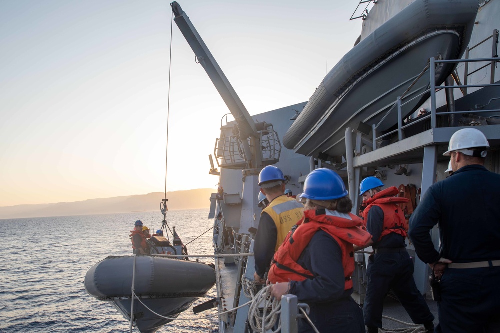 USS Nitze (DDG 94) departs the Port of Aqaba, Jordan