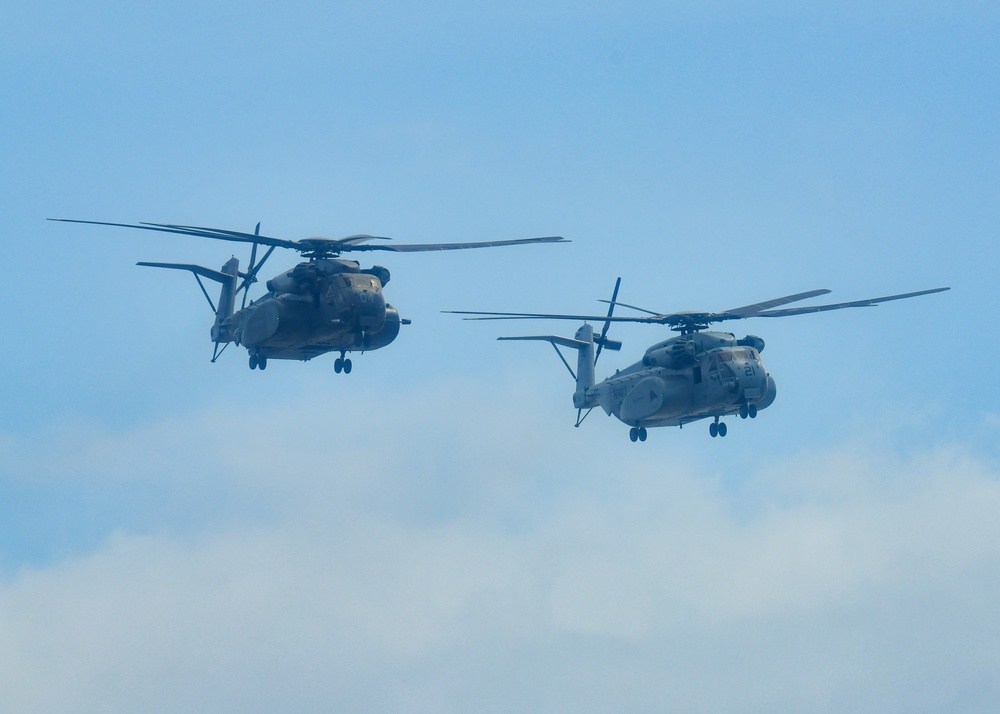 Two MH-53E Sea Dragon Helicopter Fly Over Baltimore During Maryland Fleet Week