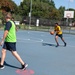U.S. Service members play basketball at Latrobe Park in Baltimore during Maryland Fleet Week